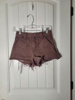 High-Rise Frayed Hem Women's Shorts - Mauve Brown by Pacsun